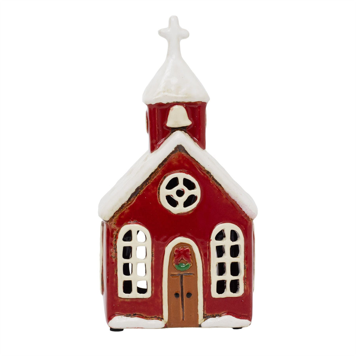 Ceramic Christmas Church Tealight Holder | Candle Holder Christmas Ornament Candle Holder - Tophatter Daily Deals