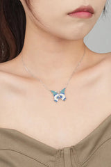 Butterfly Pendant Zircon Necklace Sky Blue One Size Necklaces - Tophatter Daily Deals