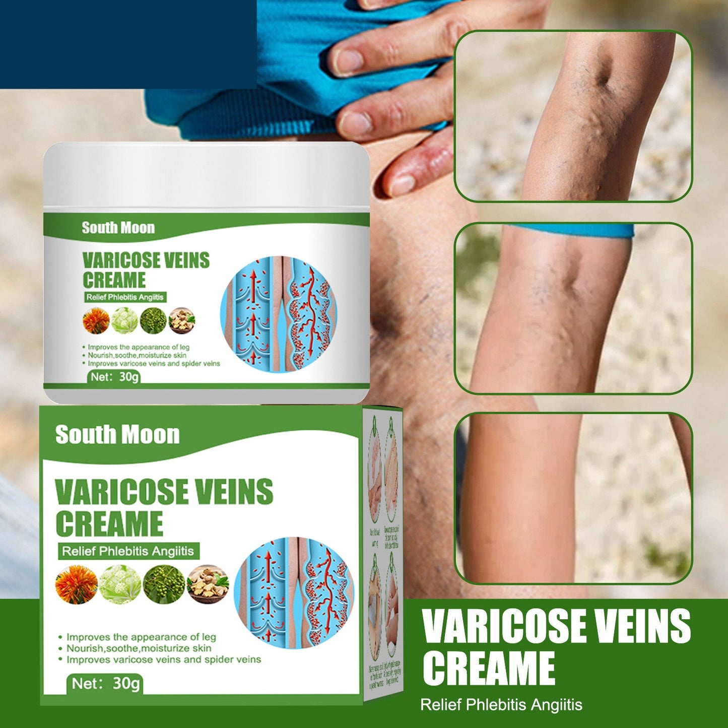 Blue Veins Bulging Pain Relief Leg Massage Cream 0 - Tophatter Daily Deals