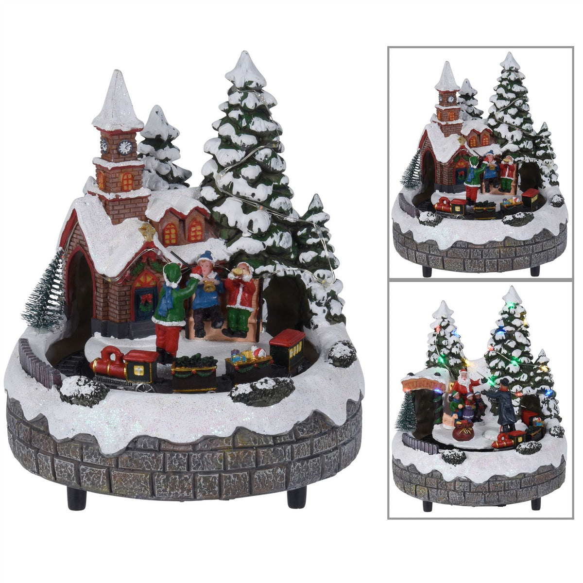 Illuminated Musical Moving Christmas Ornament | Alpine Scene With Moving Train Light Up LED Xmas Decoration | Design Varies One Supplied Model Village - Tophatter Daily Deals