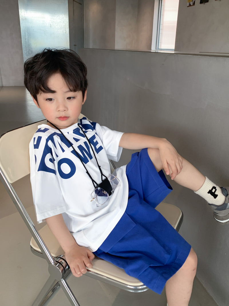 Boys Loose Short Sleeve T-Shirt Shorts Set White Two piece set 0 - Tophatter Daily Deals