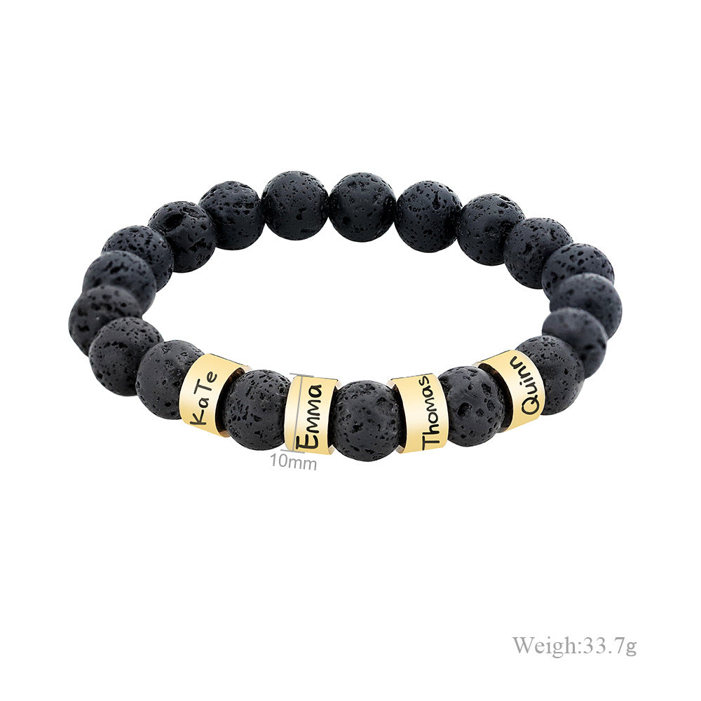 Accessories Letter Bracelet Men's Personality Lettering Bracelet 4Beads Gold 7 - Tophatter Daily Deals