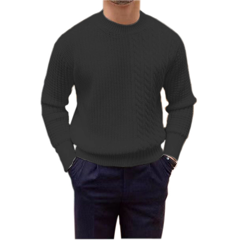 Warm Men's Knit Sweater - Crewneck Cable Panel, Wool Winter Black 3D Changing Face Moving Picture Frame - Tophatter Daily Deals