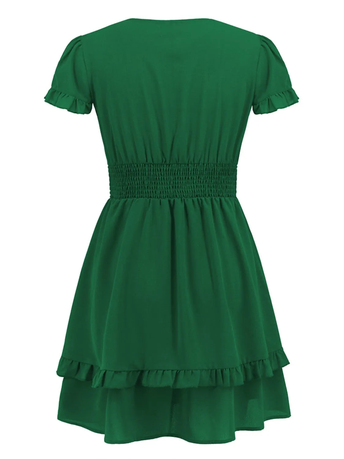 Tied V-Neck Tiered Mini Dress Casual Dresses - Tophatter Daily Deals