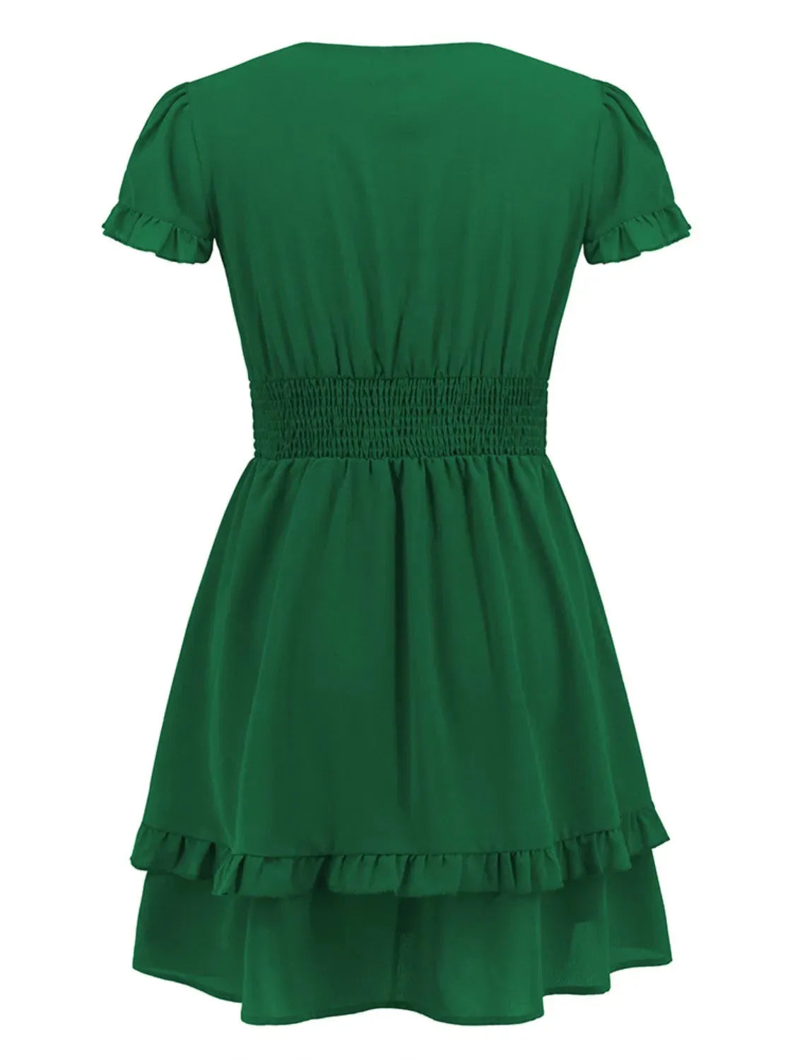 Tied V-Neck Tiered Mini Dress Casual Dresses - Tophatter Daily Deals