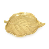 Elegant Gold Metal Leaf Trinket Dish | Aluminium Storage Display Vanity Tray | Botanical Jewellery Plate Trinket Dish - Tophatter Daily Deals
