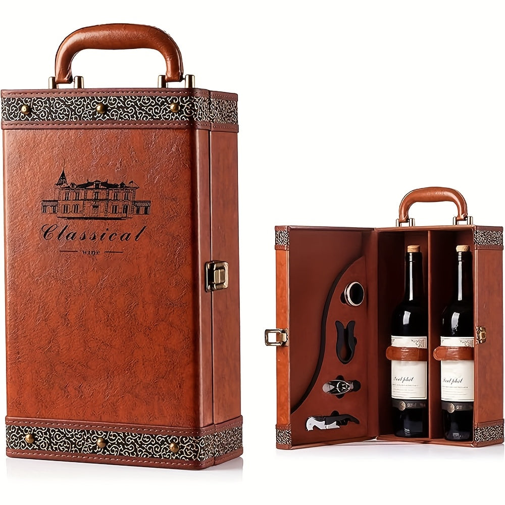 2 Bottle Wine Carrier Tote with Accessories Set Food Storage - Tophatter Daily Deals