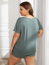 Plus Size Round Neck Short Sleeve Two-Piece Loungewear Set Loungewear Sets - Tophatter Daily Deals