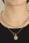 Figure Pendant Three-Piece Necklace Set Gold One Size Necklaces - Tophatter Daily Deals