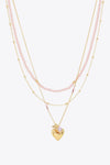 Heart Pendant Layered Necklace Gold Pink One Size Necklaces - Tophatter Daily Deals