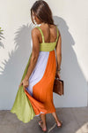 Color Block Square Neck Midi Dress Casual Dresses - Tophatter Daily Deals