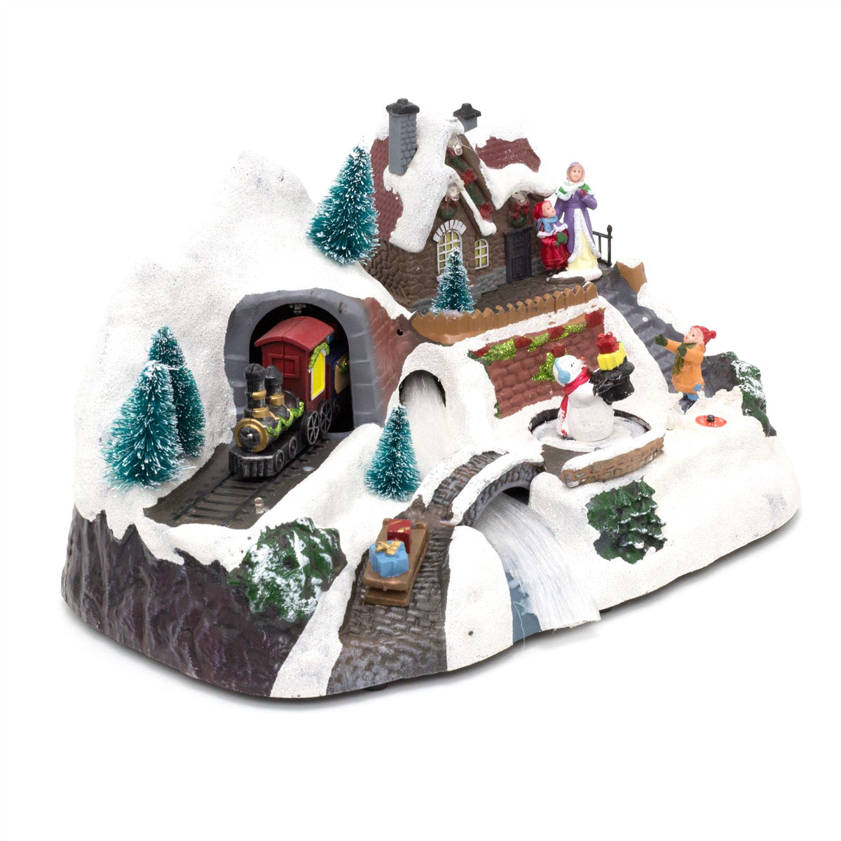 Illuminated Christmas Scene With Movement Xmas Model Village | Light Up LED Animated Christmas Village Ornament | Design Varies One Supplied Model Village - Tophatter Daily Deals