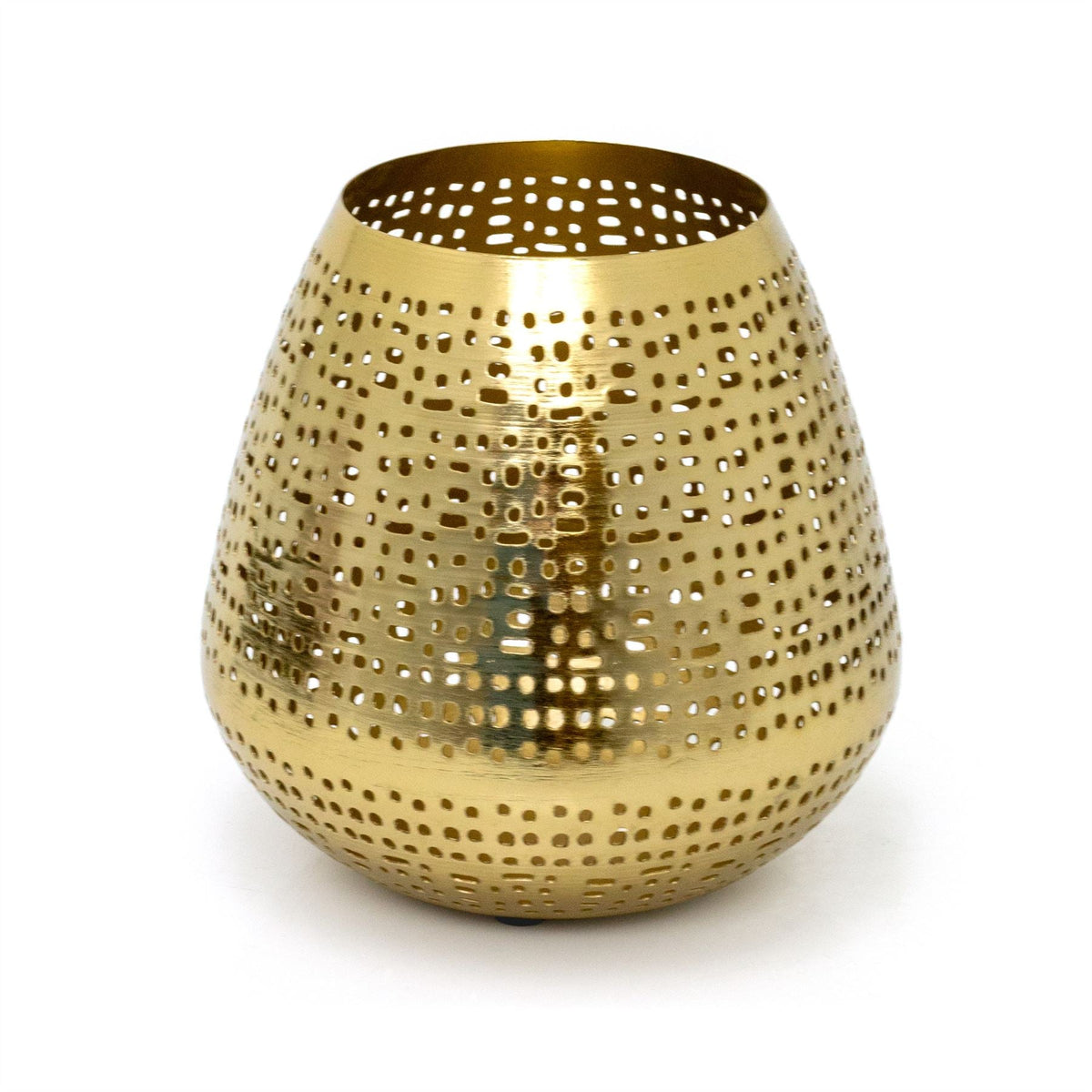 Matt Gold Tealight Candle Holder | Antique Style Metal Candle Lantern - 15cm Candle Holder - Tophatter Daily Deals