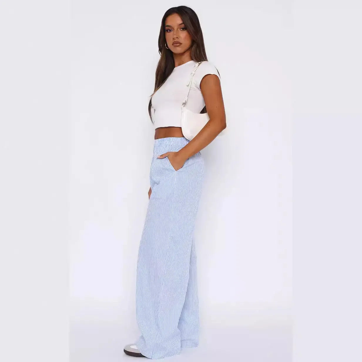 Fashion Casual Striped Trousers Summer Wide Leg Pants Men Pants - Tophatter Daily Deals