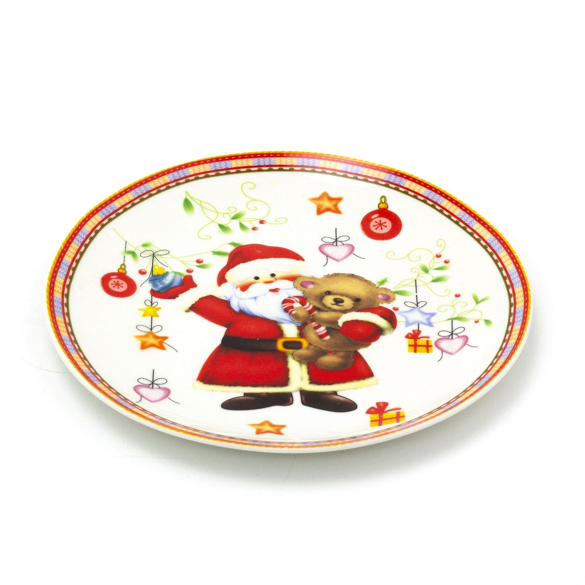 Round Ceramic Christmas Plate | Festive Serving Dish Christmas Snack Plate 20cm Plate - Tophatter Daily Deals