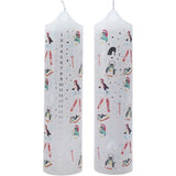 Set of 2 Winter Wonderland Christmas Advent Candles | Christmas Pillar Candles Advent Candle - Tophatter Daily Deals