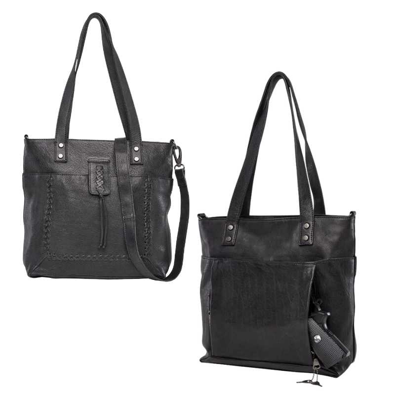 Eden Leather Concealed Carry Tote Shoulder Bag Black Handgun Purses - Tophatter Daily Deals