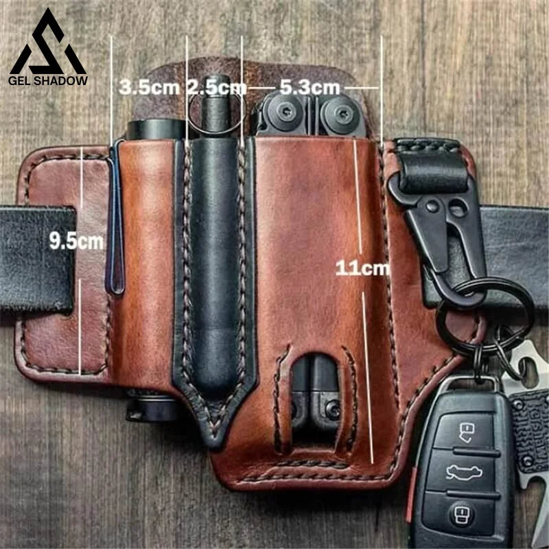 EDC Pocket Tactical Leather Sheath for Knifes Pen Flashlight Keys - Tophatter Daily Deals