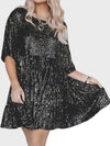 Full Size Sequin Round Neck Half Sleeve Mini Dress Casual Dresses - Tophatter Daily Deals