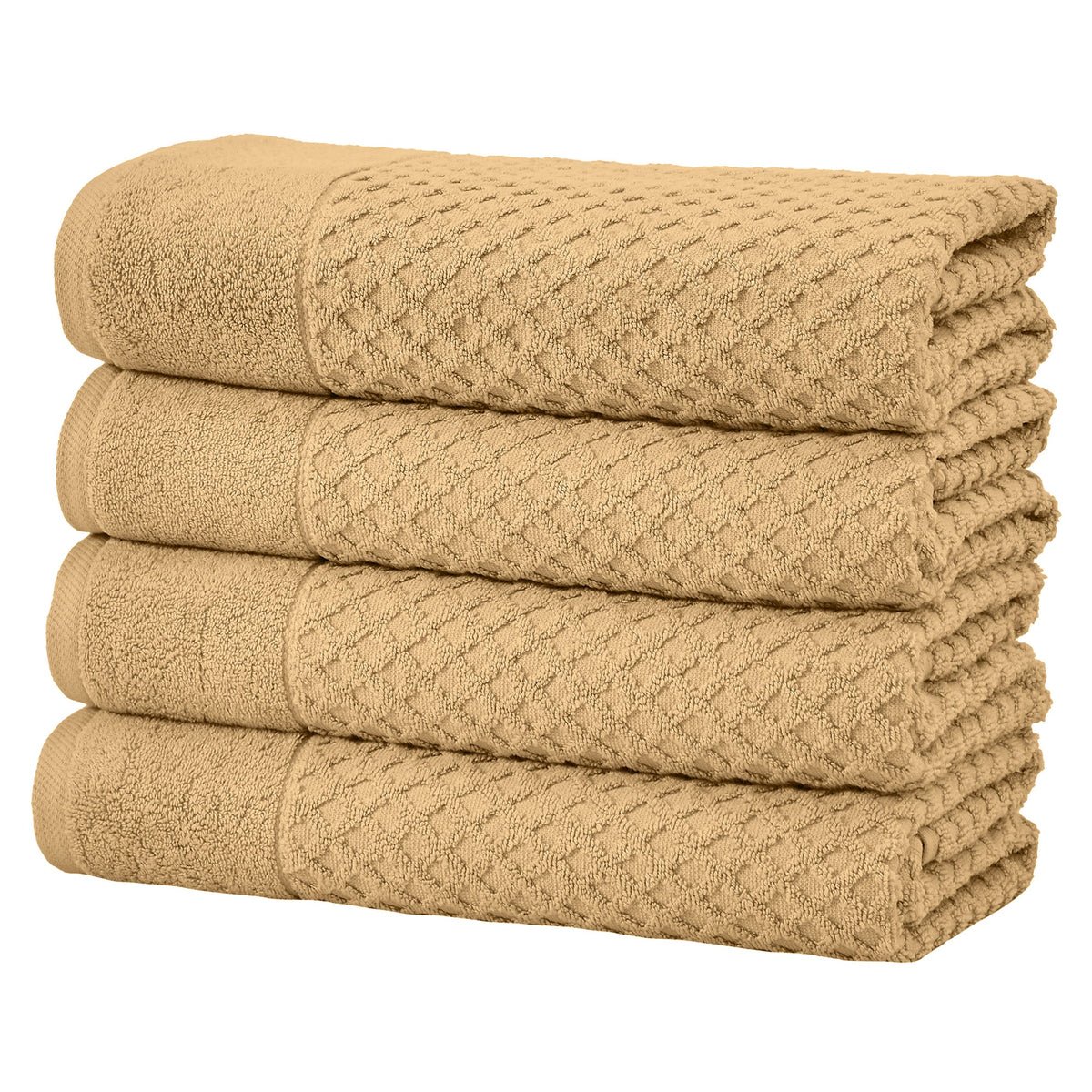 Cotton Diamond Waffle Weave Bath Towel Set - Grayson Collection Bath Towel (Pack of 4) Sand Bath - Tophatter Daily Deals