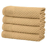 Cotton Diamond Waffle Weave Bath Towel Set - Grayson Collection Bath Towel (Pack of 4) Sand Bath - Tophatter Daily Deals