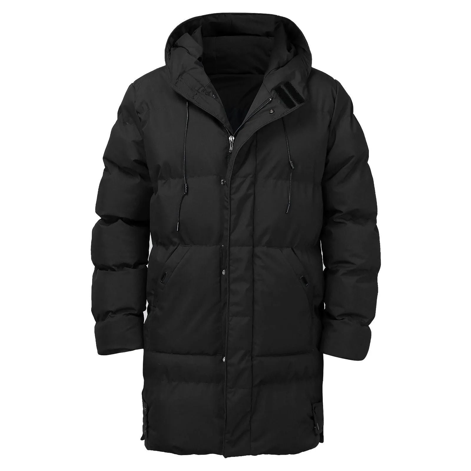 Warm Mens Long Puffer Coat - Hooded Insulated, Winter 3D Changing Face Moving Picture Frame - Tophatter Daily Deals