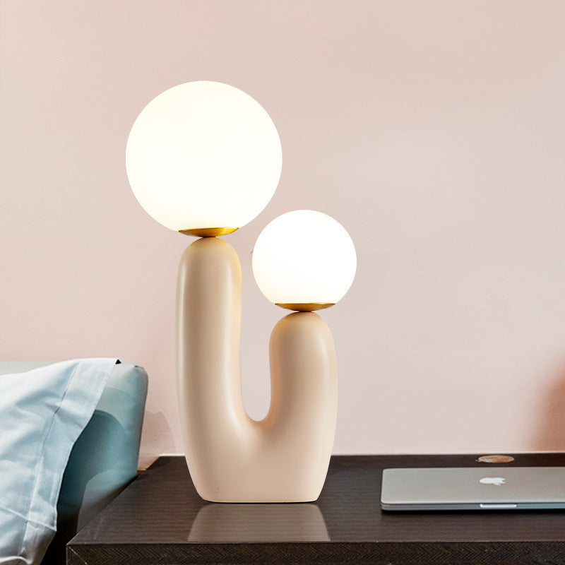 Bedside Bedroom Designer Model Room Double-head Resin Table Lamp 0 - Tophatter Daily Deals