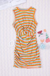 Cutout Striped Round Neck Sleeveless Dress Casual Dresses - Tophatter Daily Deals