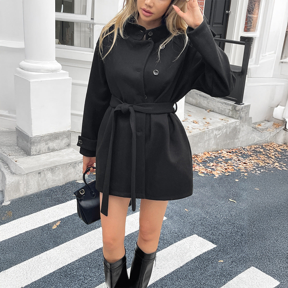 Warm Women's Overcoat - A Line Belted Polyester Winter 3D Changing Face Moving Picture Frame - Tophatter Daily Deals