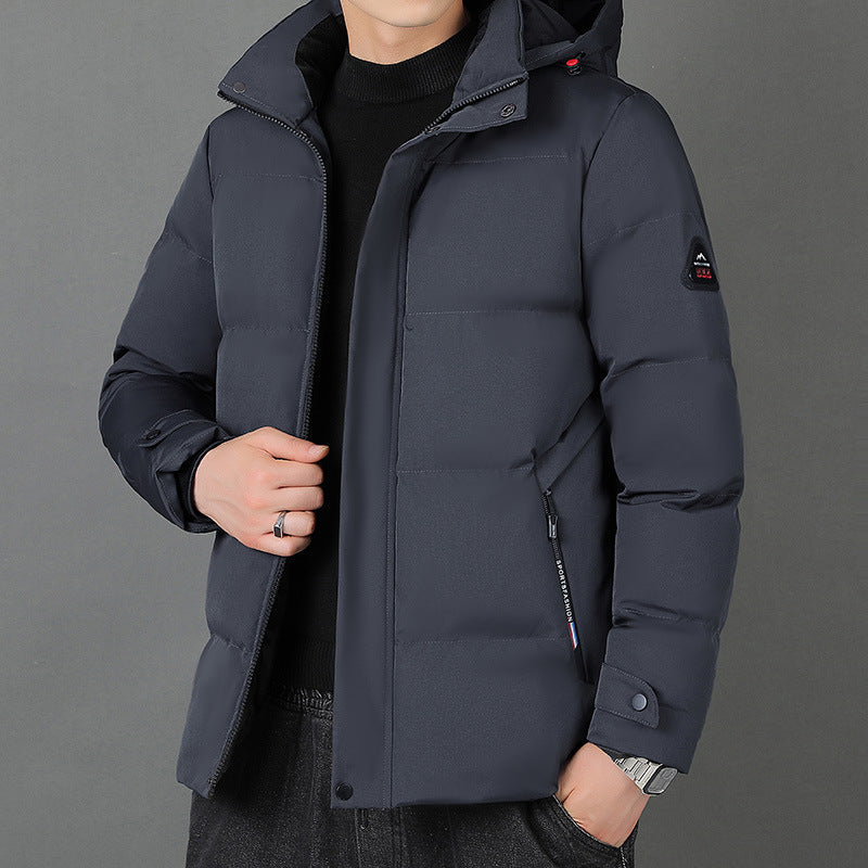 Warm Classic Mens Hooded Jacket - Padded, Cotton, City Wear Gray 3D Changing Face Moving Picture Frame - Tophatter Daily Deals