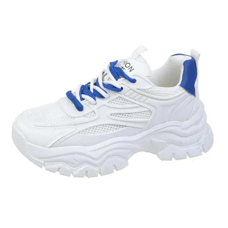 Fashion 1986™ Breathable Women's Sneakers White And Blue Sneakers - Tophatter Daily Deals