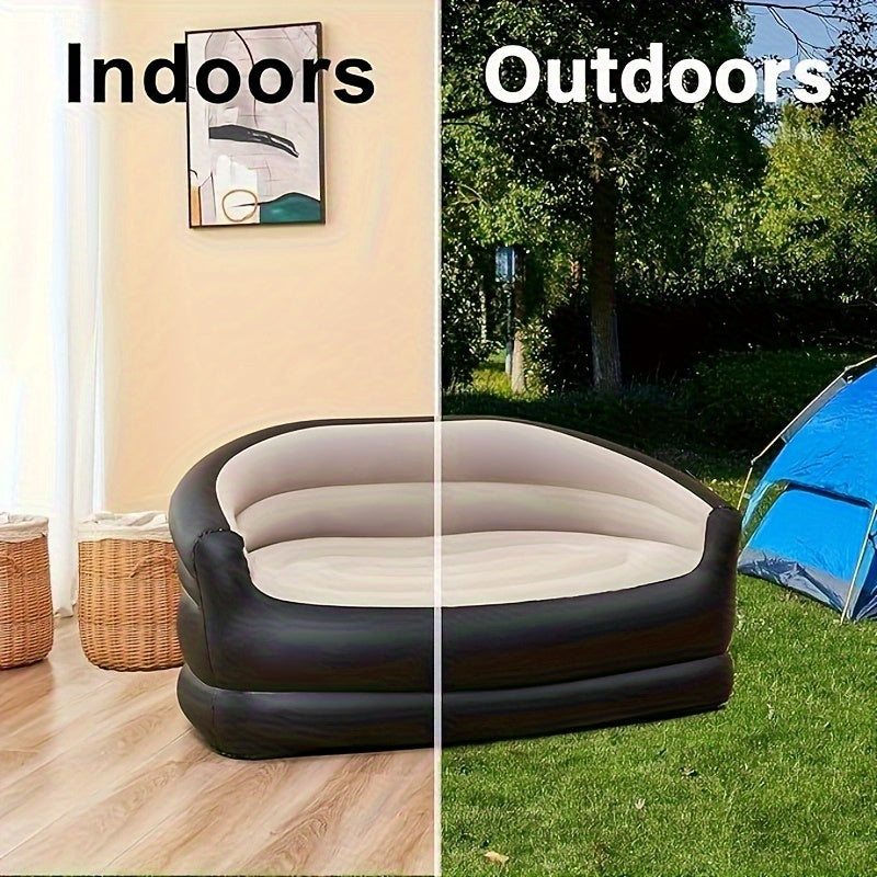 Double Inflatable Folding Sofa Plush Lounge Chair Camping & Hiking - Tophatter Daily Deals