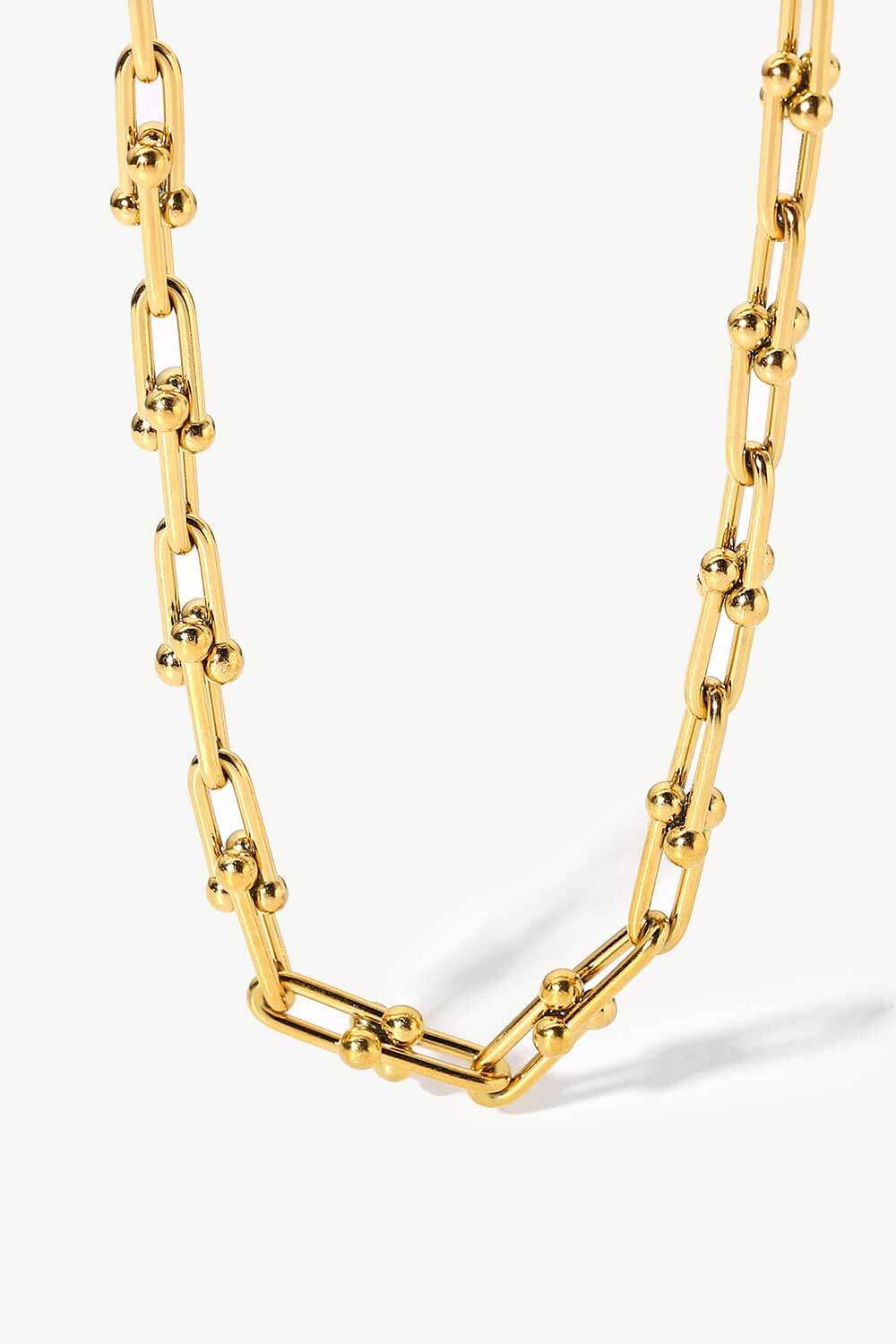 18K Stainless Steel U-Shape Chain Necklace Gold One Size Necklaces - Tophatter Daily Deals