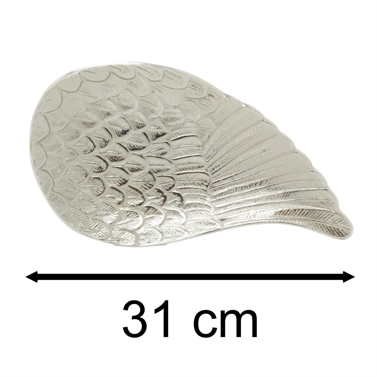 Exquisite Silver Aluminium Angel Wing Display Dish | Feather Trinket Vanity Tray Trinket Dish - Tophatter Daily Deals