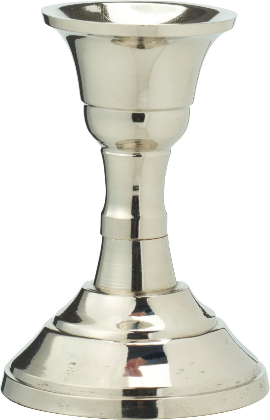 Silver Metal Candlestick | Silver Effect Short Candle Holder Stand - 8cm Candlestick - Tophatter Daily Deals