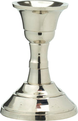Silver Metal Candlestick | Silver Effect Short Candle Holder Stand - 8cm Candlestick - Tophatter Daily Deals