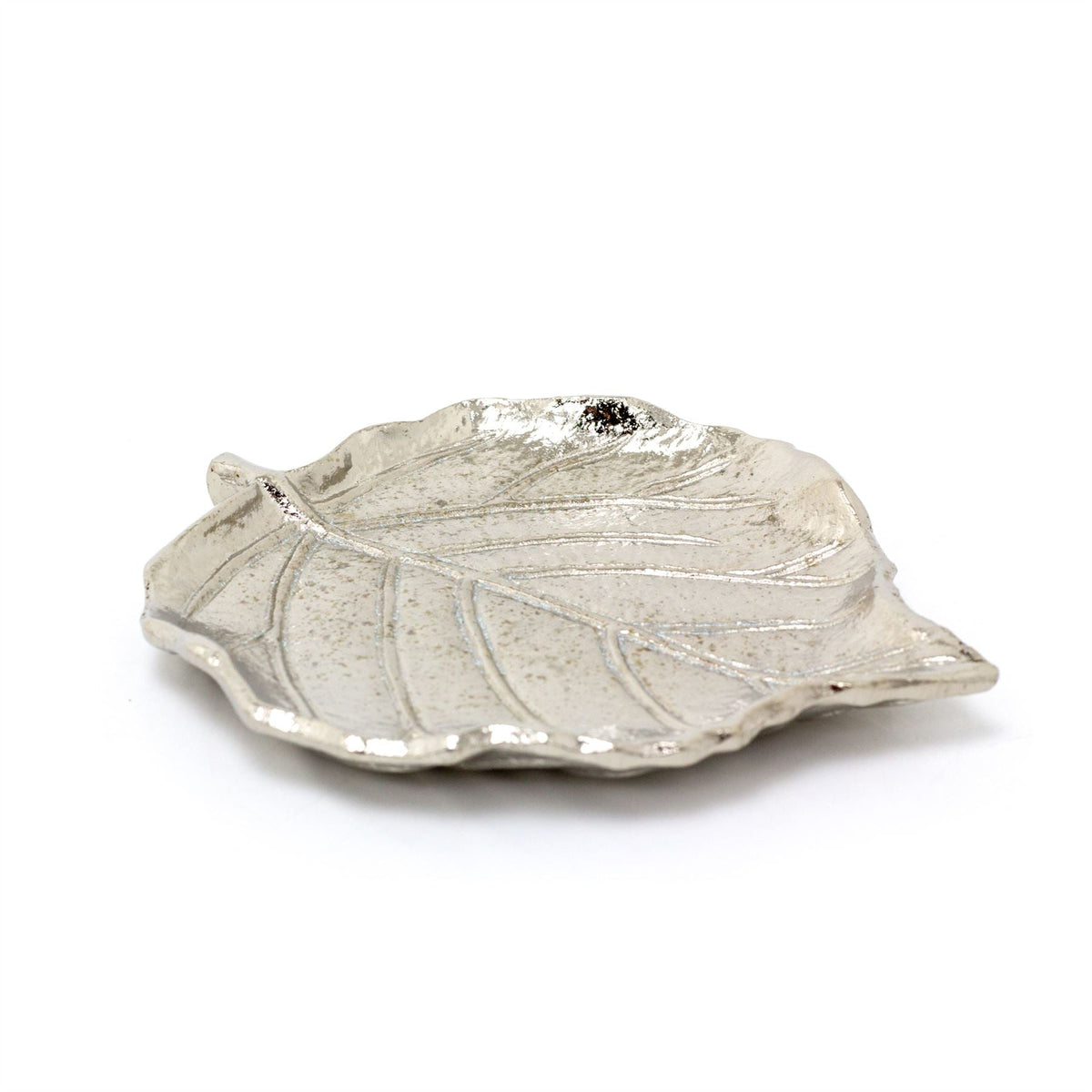 Silver Leaf Trinket Dish | Silver Aluminium Embossed Leaf Shaped Trinket Tray Trinket Dish - Tophatter Daily Deals