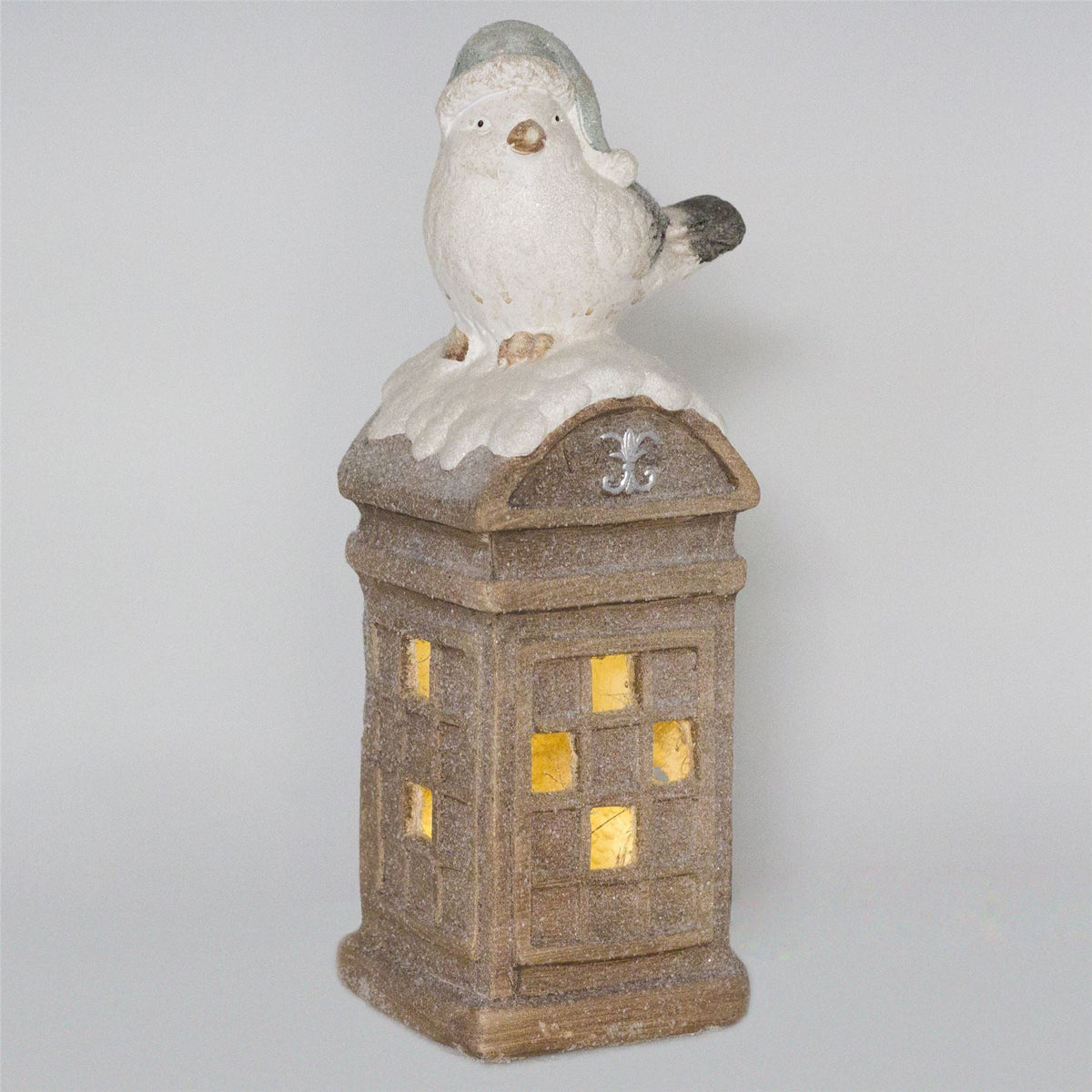 45cm LED Christmas Bird On Telephone Box Decoration | Light Up Festive Phone Box Ornament | Indoor Christmas Decorations Ornament - Tophatter Daily Deals