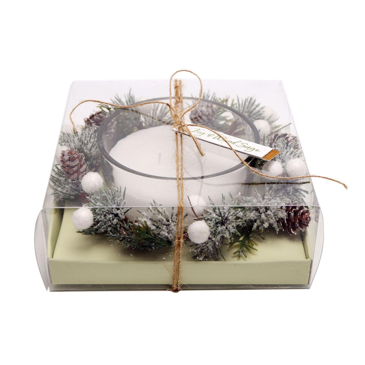 Christmas Wreath Candle Pot Ornament ~ Xmas Table Centrepiece Decoration Candle Holder - Tophatter Daily Deals