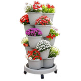 Stackable Self-Watering Plastic Planters (6 pcs) Home & Garden > Artificial Plants > Pots, Planters & Accessories - Tophatter Daily Deals