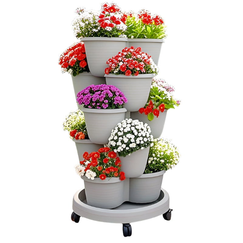 Stackable Self-Watering Plastic Planters (6 pcs) Home & Garden > Artificial Plants > Pots, Planters & Accessories - Tophatter Daily Deals