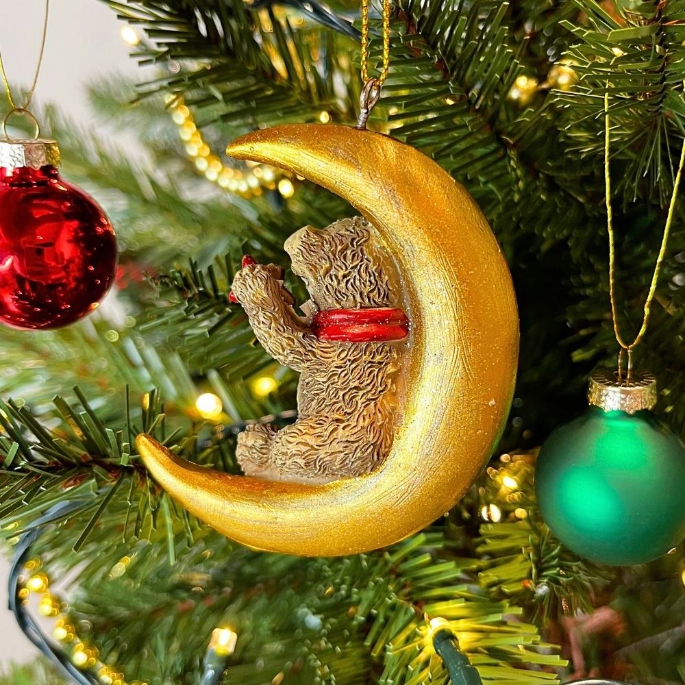 Teddy Bear on the Moon Christmas Bauble | Teddy Ornament for Christmas Tree 8cm Baubles - Tophatter Daily Deals