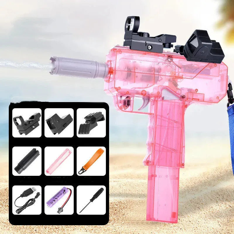 Uzi Electric Burst Water Gun Children's Powerful Water Gun Toy Fully Automatic Range Long Spray Outdoor Toy Water Gun Pink Humidifier - Tophatter Daily Deals