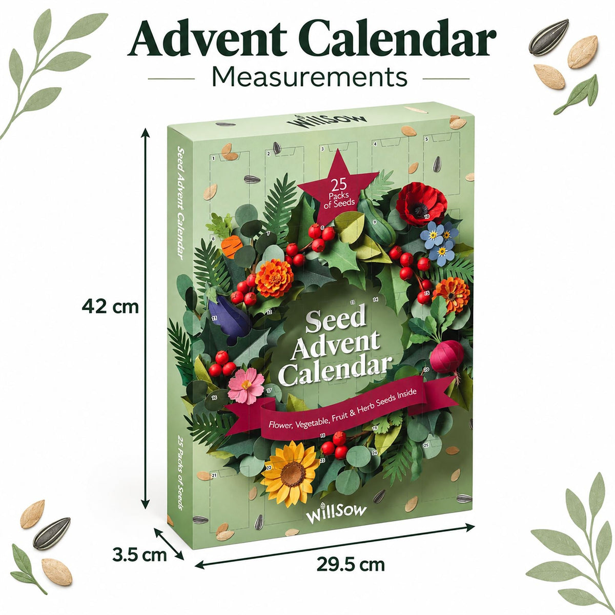 Seed Christmas Advent Calendar, 25 Flower Vegetable Fruit & Herb Seed Packets Advent Calendar - Tophatter Daily Deals