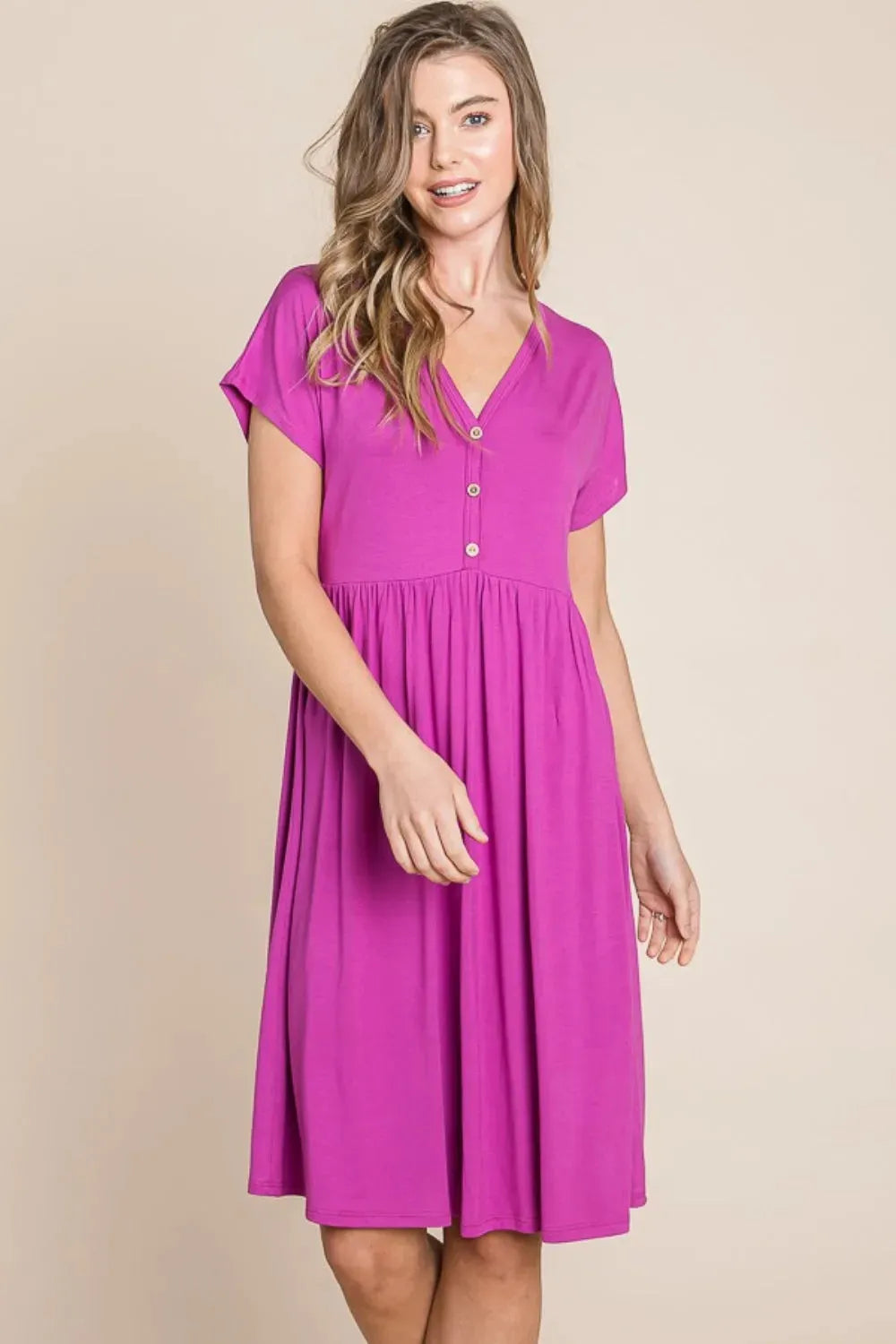 BOMBOM V-Neck Short Sleeve Dress Casual Dresses - Tophatter Daily Deals