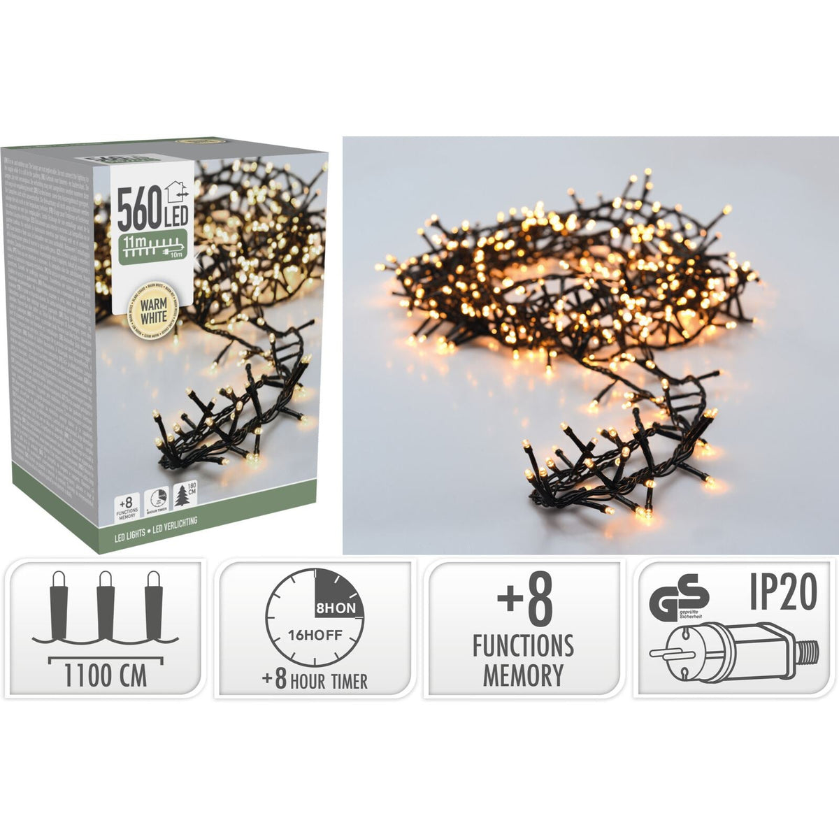 560 Warm White LED String Lights | Microcluster LEDs for Indoor & Outdoor Fairy Lights - Tophatter Daily Deals