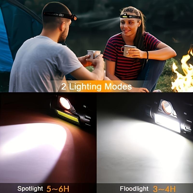 Rechargeable COB LED Headlamp with Magnetic Base - Spotlight and Floodlight, 90 Degree Tilt, USB Charging Outdoor Recreation - Tophatter Daily Deals