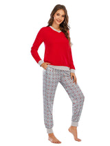 Long Sleeve Top and Polka Dot Pants Set Loungewear Sets - Tophatter Daily Deals