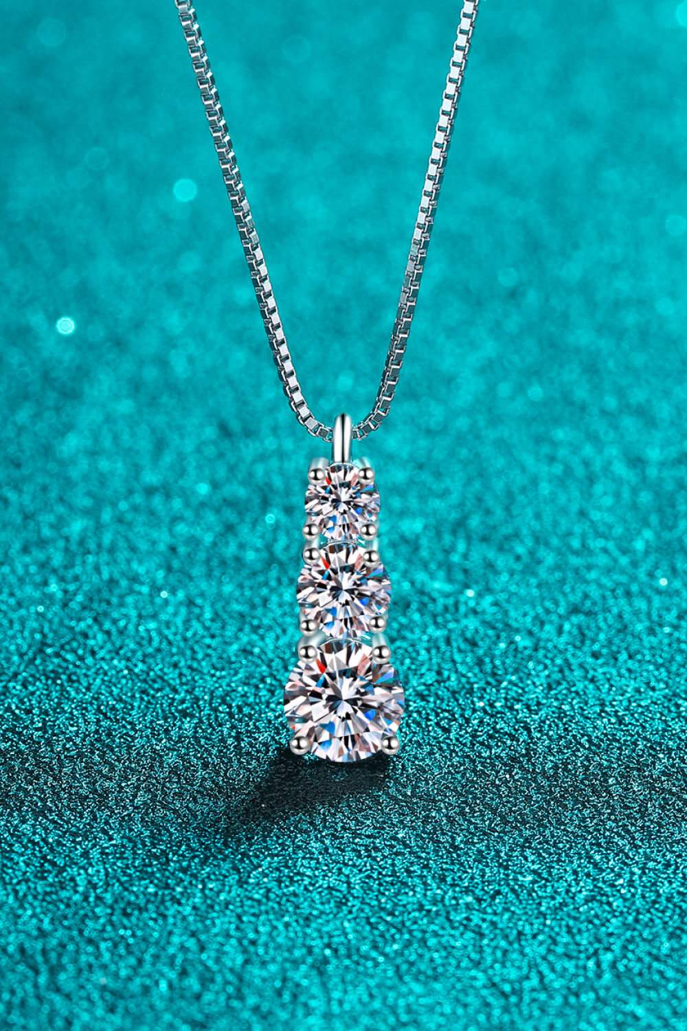 Moissanite Triple-Pendant Necklace Necklaces - Tophatter Daily Deals