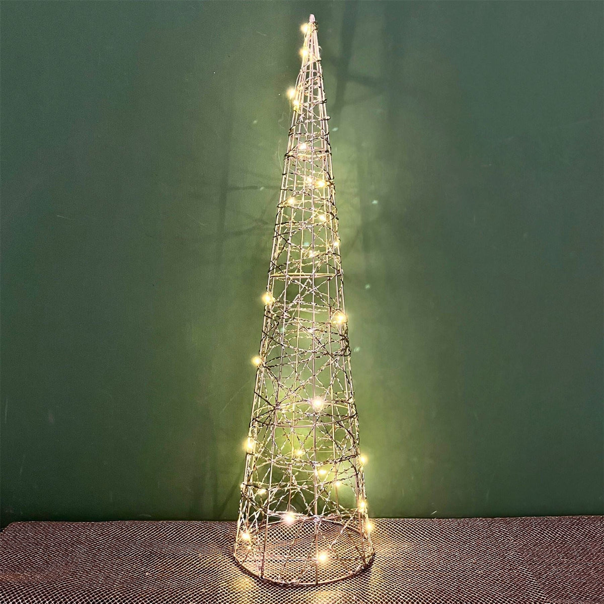 Gold Cone LED Christmas Tree | Warm White Pre-lit Light-Up Tree Cone - 60cm LED Light - Tophatter Daily Deals